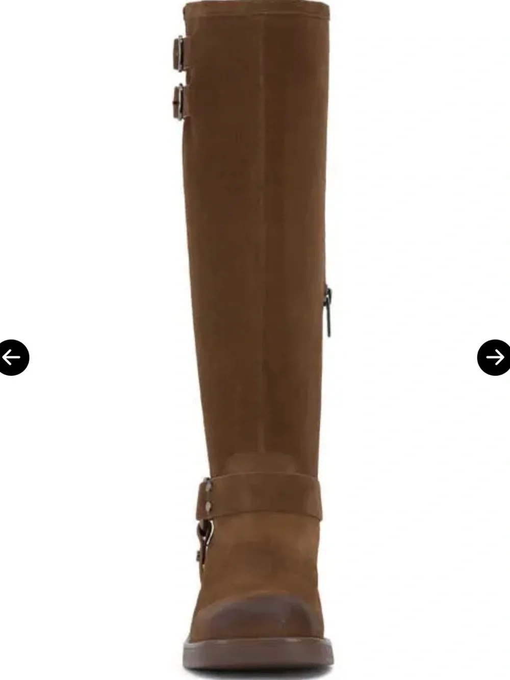 Vince Camuto Kaydin Tall Brown Reishi Suede Harness Knee High Moto Boots Sz 8